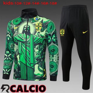 Insieme Tuta Calcio - Giacca Brasile Bambino Verde 2024/2025