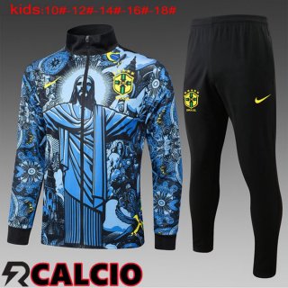 Insieme Tuta Calcio - Giacca Brasile Bambino Blu 2024/2025
