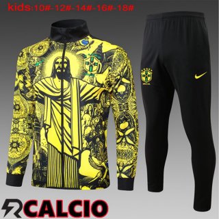 Insieme Tuta Calcio - Giacca Brasile Bambino Giallo 2024/2025
