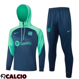 Tuta Calcio - Felpa Con Cappuccio FC Barcellona Verde Blu 2024/2025