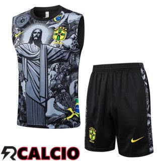 Canotta Allenamento Brasile + Pantaloncini Nero 2024/2025