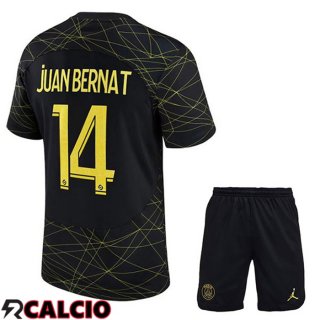 Quarto Maglia Paris PSG (JUAN BERNAT 14) Bambino Nero 2022/2023
