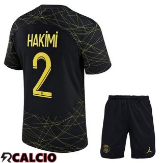 Quarto Maglia Paris PSG (HAKIMI 2) Bambino Nero 2022/2023