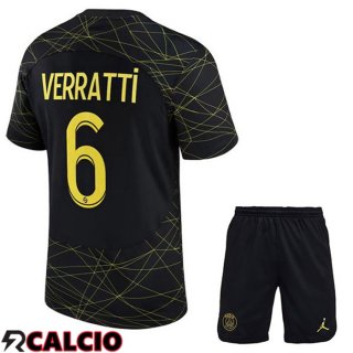 Quarto Maglia Paris PSG (VERRATTI 6) Bambino Nero 2022/2023
