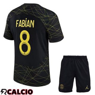 Quarto Maglia Paris PSG (FABIAN 8) Bambino Nero 2022/2023