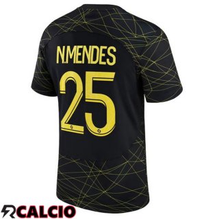 Quarto Maglia Paris PSG (N.MENDES 25) Nero 2022/2023