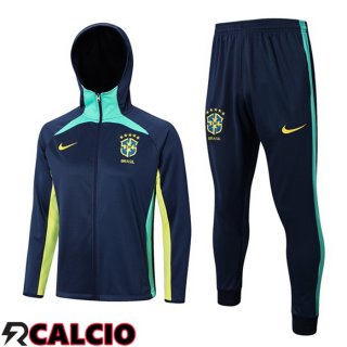 Insieme Giacca Con Cappuccio Tuta Brasile Blu Reale 2023/2024