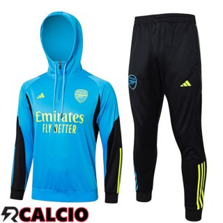 Insieme Giacca Con Cappuccio Tuta Arsenal Blu/Nero/Giallo 2024/2025