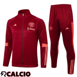 Insieme Tuta Calcio - Giacca Manchester United Rosso/Rosa 2023/2024