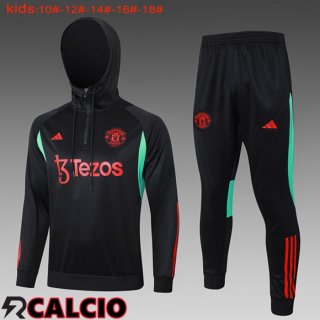 Giacca Con Cappuccio Tuta Calcio Manchester United Bambino Nero 2024/2025