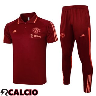 Kit Maglia Polo Manchester United + Pantaloni Rosso 2024/2025