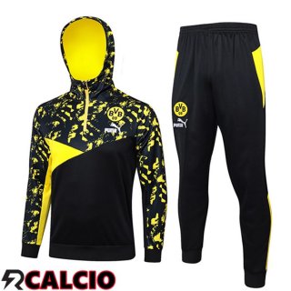 Insieme Giacca Con Cappuccio Tuta Dortmund Nero/Giallo 2024/2025