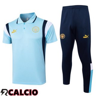 Kit Maglia Polo Manchester City + Pantaloni Blu 2024/2025