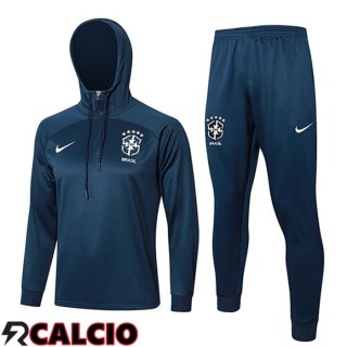 Insieme Giacca Con Cappuccio Tuta Brasile Blu Navy 2024/2025