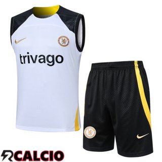 Canotta Allenamento FC Chelsea + Pantaloncini Bianco 2024/2025