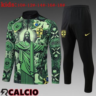 Insieme Tuta Calcio Brasile Bambino Verde 2025/2026