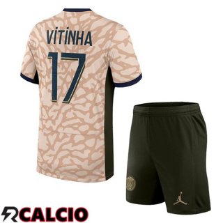 Maglie Calcio Paris PSG (Vitinha 17) Bambino Quarto Rosa 2023/2024