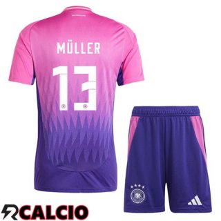 Maglia Germania (MÜLLER 13) Bambino Seconda Rosa Viola UEFA Euro 2024