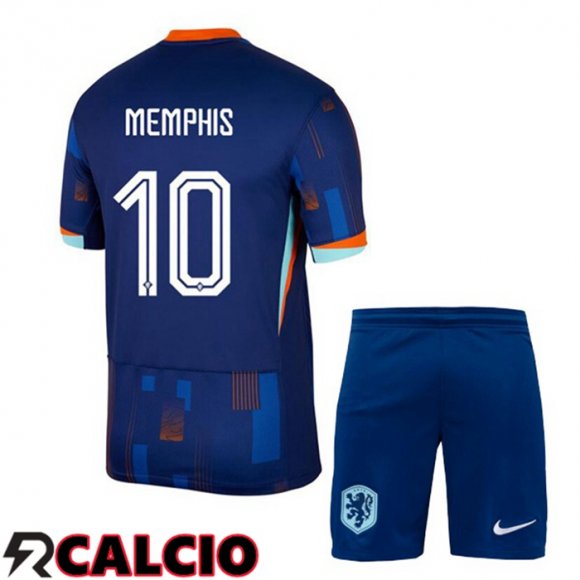 Maglia Paesi Bassi (MEMPHIS 10) Bambino Seconda Blu Reale UEFA Euro 2024