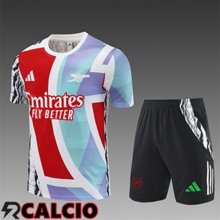 Insieme T Shirt Allenamento Arsenal Bambino Bianco/Blu/Rosso 2025/2026