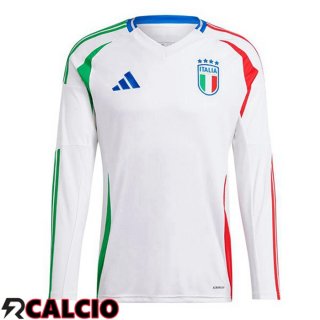 Maglie Calcio Italia Seconda Manica Lunga Bianco UEFA Euro 2024