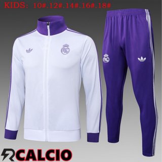 Insieme Tuta Calcio - Giacca Real Madrid Bambino Viola Bianco 2025/2026