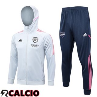 Insieme Giacca Con Cappuccio Tuta Arsenal Bianco 2023/2024