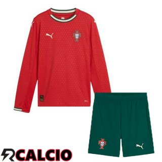 Prima Maglia Nazionale Portogallo Bambino Manica Lunga Rosso 2025/2026