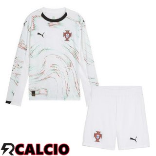 Seconda Maglia Nazionale Portogallo Bambino Manica Lunga Bianco 2025/2026