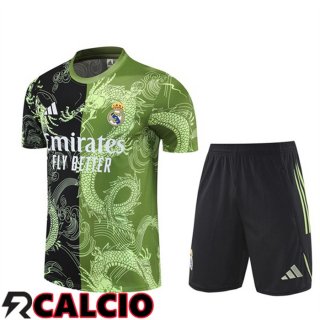 Insieme T Shirt Allenamento Real Madrid + Pantaloncini Nero Verde 2025/2026