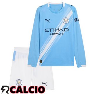 Prima Maglia Manchester City Bambino Manica Lunga Blu 2025/2026