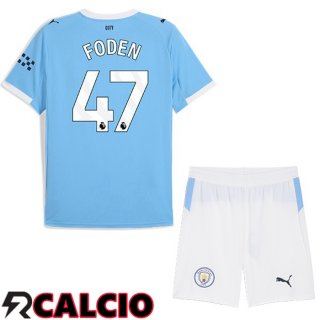 Prima Maglia Manchester City (Phil Foden 47) Bambino Blu 2025/2026