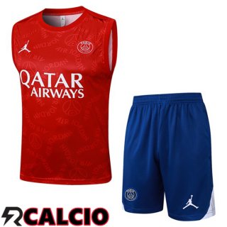Canotta Allenamento Jordan Paris PSG + Pantaloncini Rosso 2025/2026