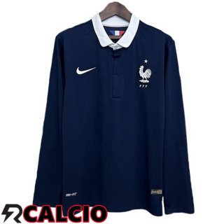 Prima Maglia Francia Retro Manica Lunga Blu Reale 2014