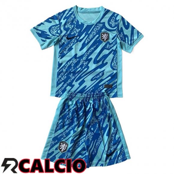 Maglie Calcio Paesi Bassi Bambino Portiere Azzurro UEFA Euro 2024