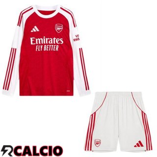 Maglie Calcio Arsenal Bambino Prima Manica Lunga Rosso Bianco 2025/2026