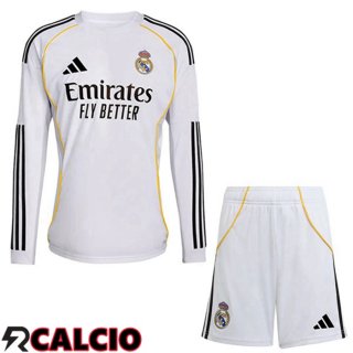 Maglie Calcio Real Madrid Bambino Prima Manica Lunga Bianco 2025/2026