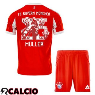 Maglie Calcio Bayern Monaco (Müller 25) Bambino Prima Edizione Speciale Rosso 2025/2026