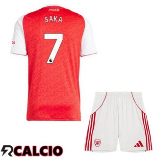 Maglie Calcio Arsenal (SAKA 7) Bambino Prima Rosso Bianco 2025/2026