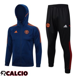 Insieme Giacca Con Cappuccio Tuta Manchester United Blu 2023/2024