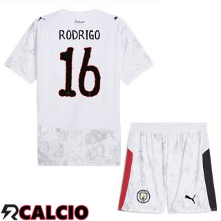 Maglie Calcio Manchester City Club World Cup (Rodrigo 16) Bambino Prima Bianco 2025/2026