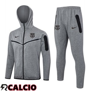 Tuta Calcio - Felpa Con Cappuccio FC Barcellona Grigio 2024/2025