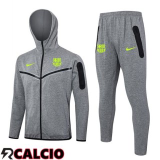Tuta Calcio - Felpa Con Cappuccio FC Barcellona Grigio 2024/2025