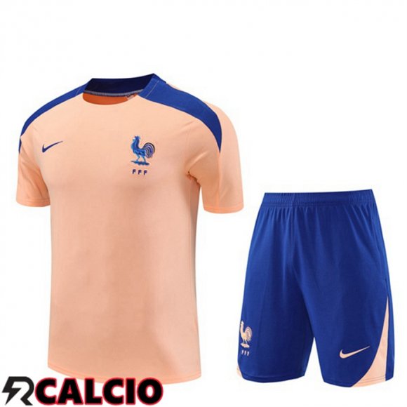 Insieme T Shirt Allenamento Francia + Pantaloncini Rosa 2025/2026