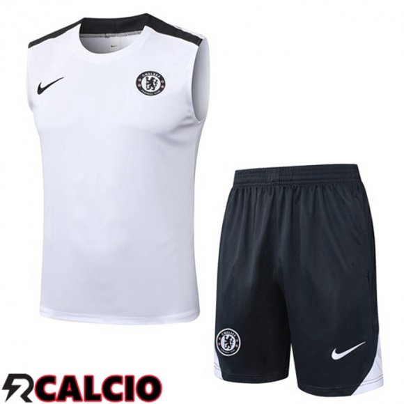 Canotta Allenamento FC Chelsea + Pantaloncini Bianco 2025/2026
