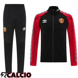 Insieme Tuta Calcio - Giacca Manchester United Nero Rosso 2025/2026