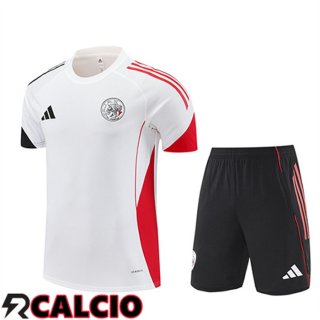 Insieme T Shirt Allenamento Ajax Bambino Bianco Nero Rosso 2025 2026
