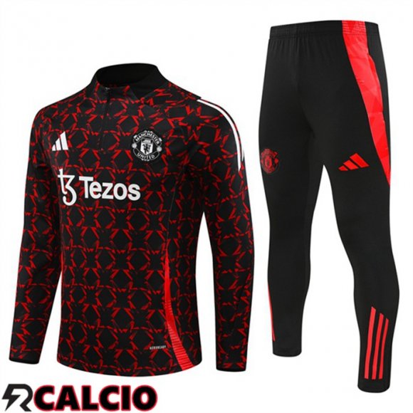 Insieme Tuta Calcio Manchester United Nero Rosso 2024/2025