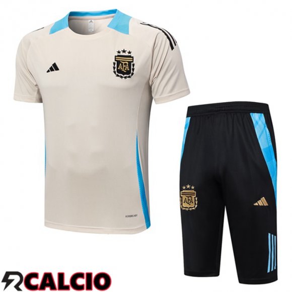 Insieme T Shirt Allenamento Argentina + Pantaloncini Giallo 2024/2025
