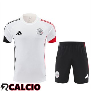Insieme T Shirt Allenamento AFC Ajax + Pantaloncini Bianco 2025/2026